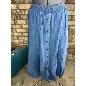 midi skirt denim 1980s button front